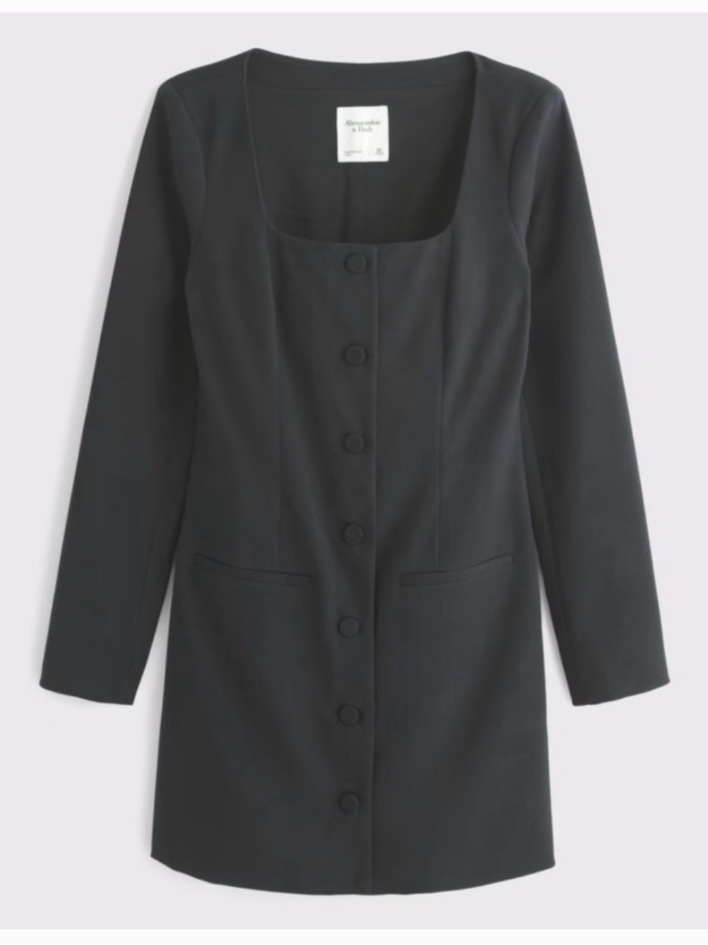 Abercrombie & Fitch Black Square-Neck Button Front Dress Blazer